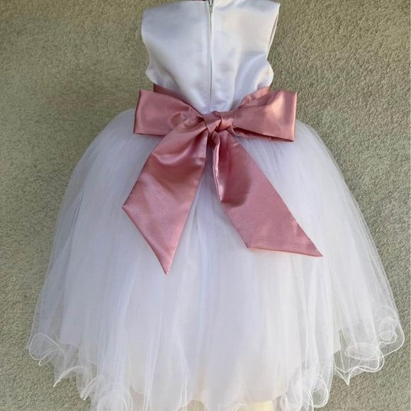 Beautiful Flower Girl Communion Special Occasion Dress includes Dusty Rose Bow - Picture 2 of 7